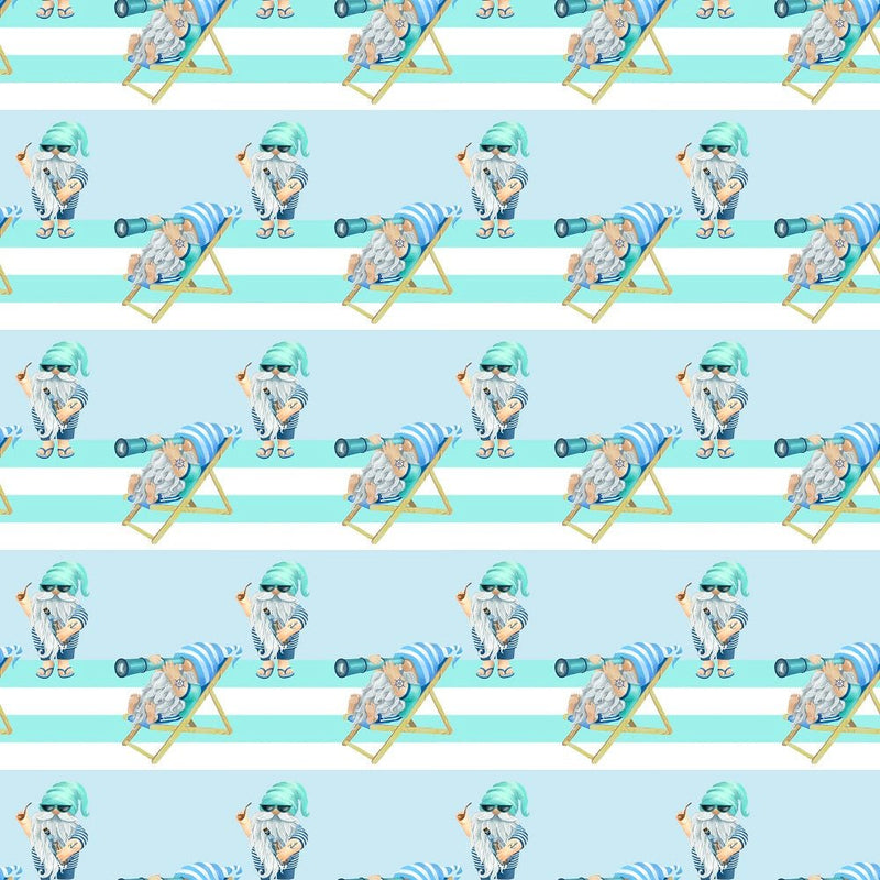 Sea Gnomes on Stripes Fabric - ineedfabric.com