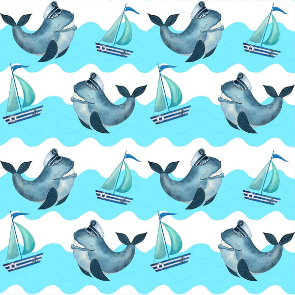 Sea Gnomes Sailboats and Whales Fabric - ineedfabric.com