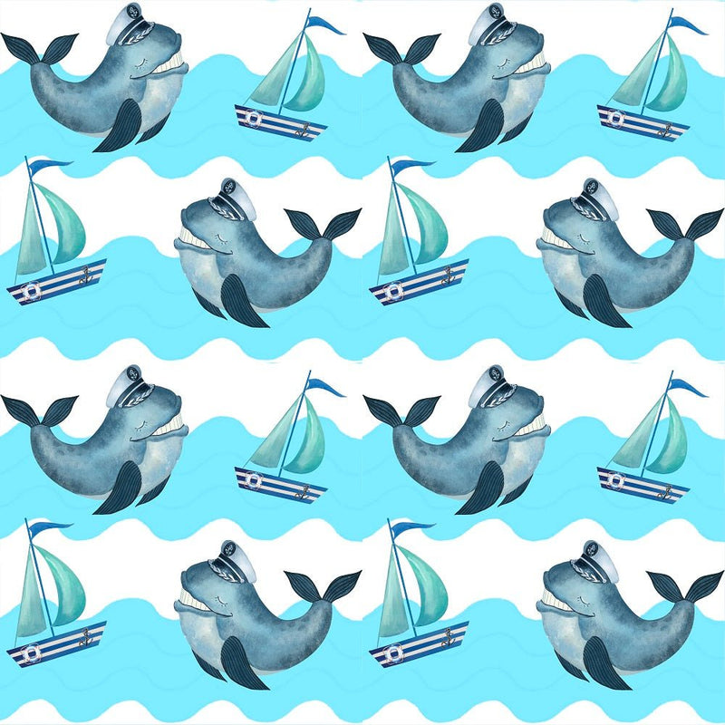 Sea Gnomes Sailboats and Whales Fabric - ineedfabric.com