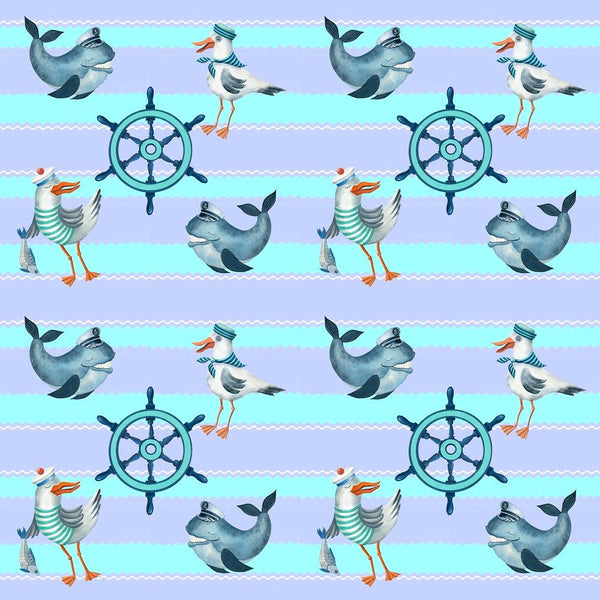 Sea Gnomes Ship Wheels Fabric - ineedfabric.com
