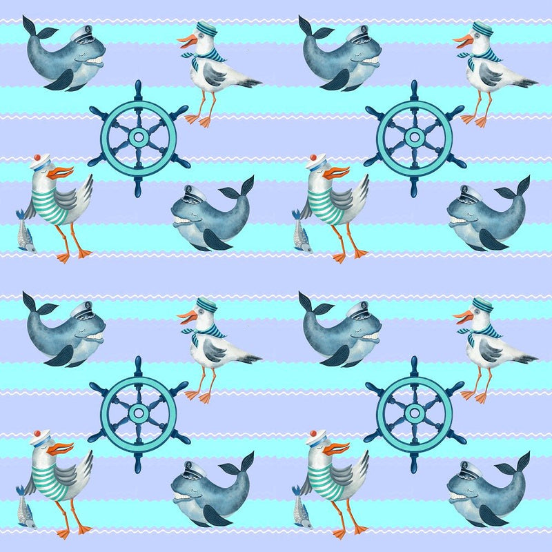 Sea Gnomes Ship Wheels Fabric - ineedfabric.com