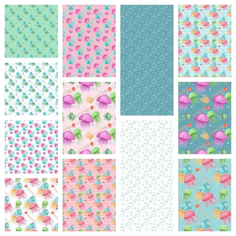 Sea Jellyfish Fabric Collection - 1 Yard Bundle - ineedfabric.com