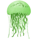 Sea Jellyfish Green Fabric Panel - ineedfabric.com