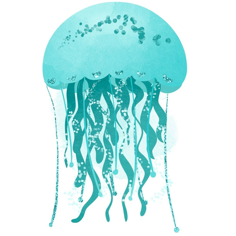 Sea Jellyfish Light Blue Fabric Panel - ineedfabric.com