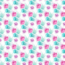 Sea Jellyfish Pink and Light Blue Fabric - White - ineedfabric.com