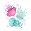 Sea Jellyfish Smack 1 Fabric Panel - ineedfabric.com
