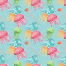 Sea Jellyfish Smack Fabric - Blue - ineedfabric.com