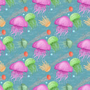 Sea Jellyfish Smack Fabric - Dark Blue - ineedfabric.com