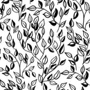 Seamless Modern Leaves Fabric - Black - ineedfabric.com