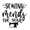 Sewing Mends The Soul Fabric Panel - Black/White - ineedfabric.com