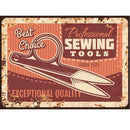 Sewing Tools Retro Sign Fabric Panel - ineedfabric.com
