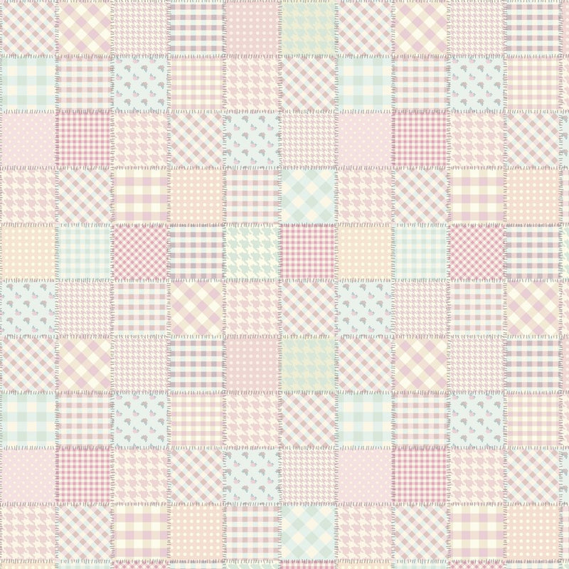 Shabby Chic Patchwork Fabric - Light Pink - ineedfabric.com