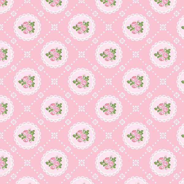 Shabby Chic Rose Fabric - Pink - ineedfabric.com