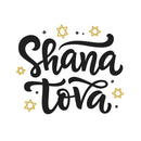 Shana Tova Fabric Panel - Black - ineedfabric.com