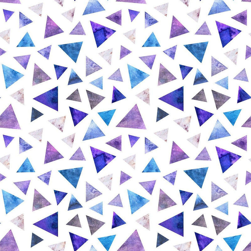 Shapes and Shades of Purple Scattered Triangles Fabric - ineedfabric.com