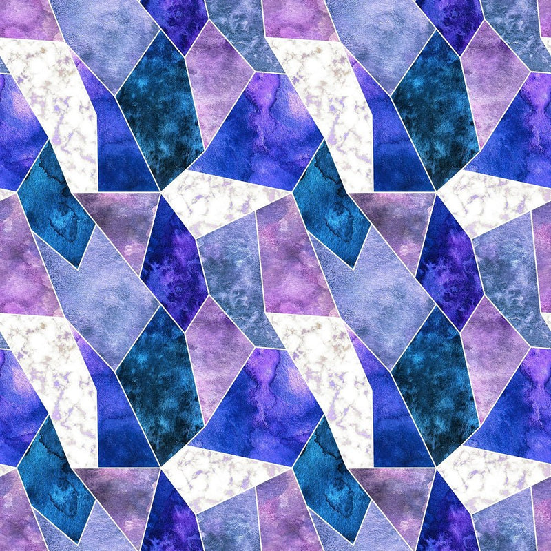Shapes and Shades of Purple Stained Glass Fabric - ineedfabric.com