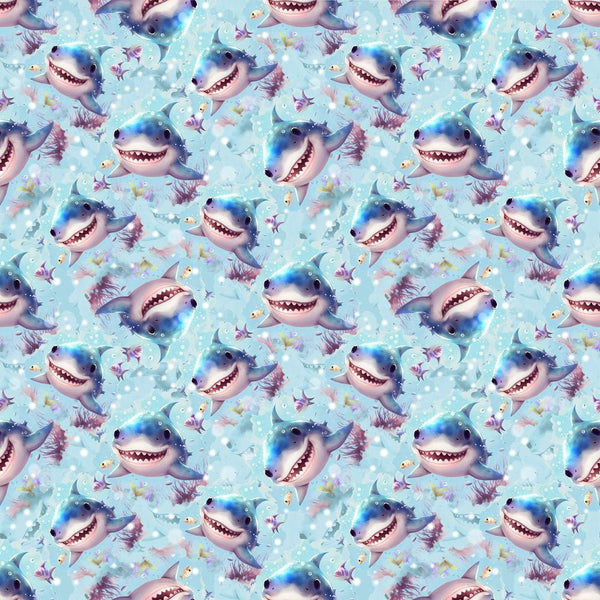 Sharks & Fish Fabric - ineedfabric.com