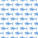 Sharks Swimming Fabric - White - ineedfabric.com