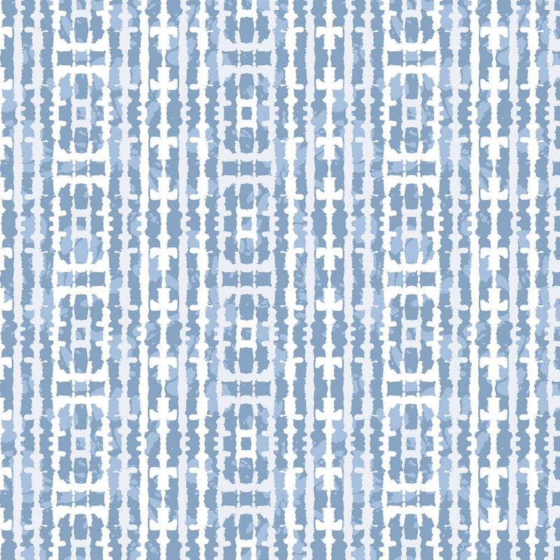 Shibori Vertical Mirrored Stripes Fabric - Light Indigo - ineedfabric.com