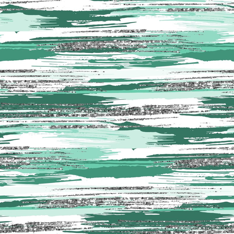 Silver Glitter and Brush Stroke Fabric - Biscay Green - ineedfabric.com