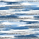 Silver Glitter and Brush Stroke Fabric - Blue Dart - ineedfabric.com