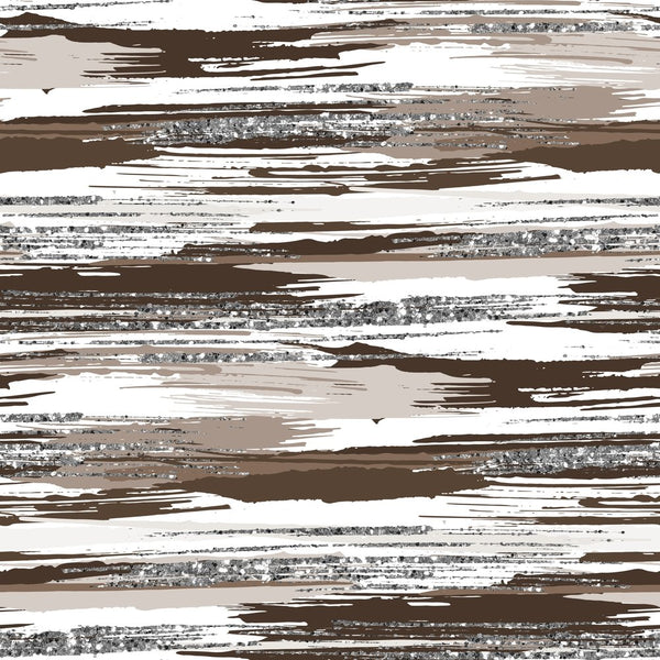 Silver Glitter and Brush Stroke Fabric - Mission Brown - ineedfabric.com