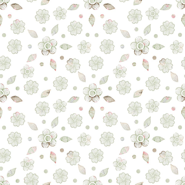 Simple Dainty Floral Fabric - Green - ineedfabric.com