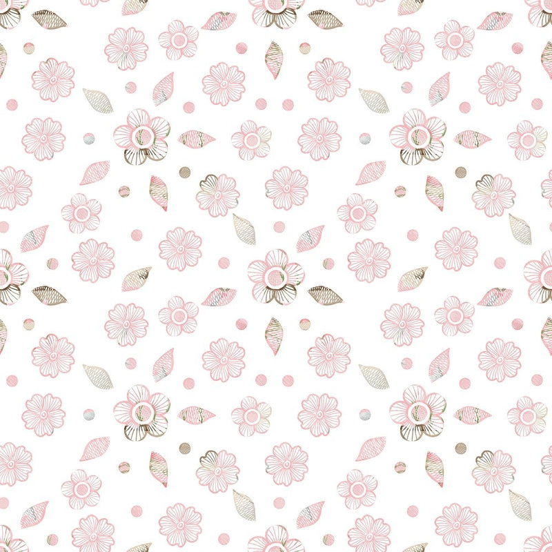 Simple Dainty Floral Fabric - Pink - ineedfabric.com