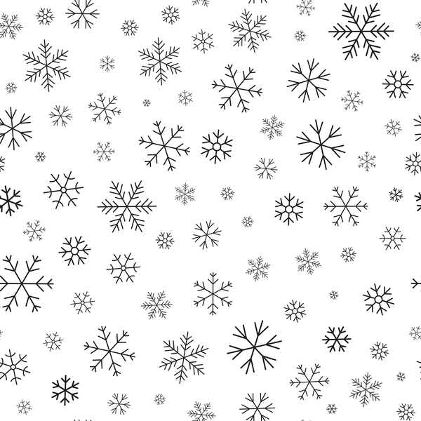 Simple Snowflakes Fabric - Black/White - ineedfabric.com