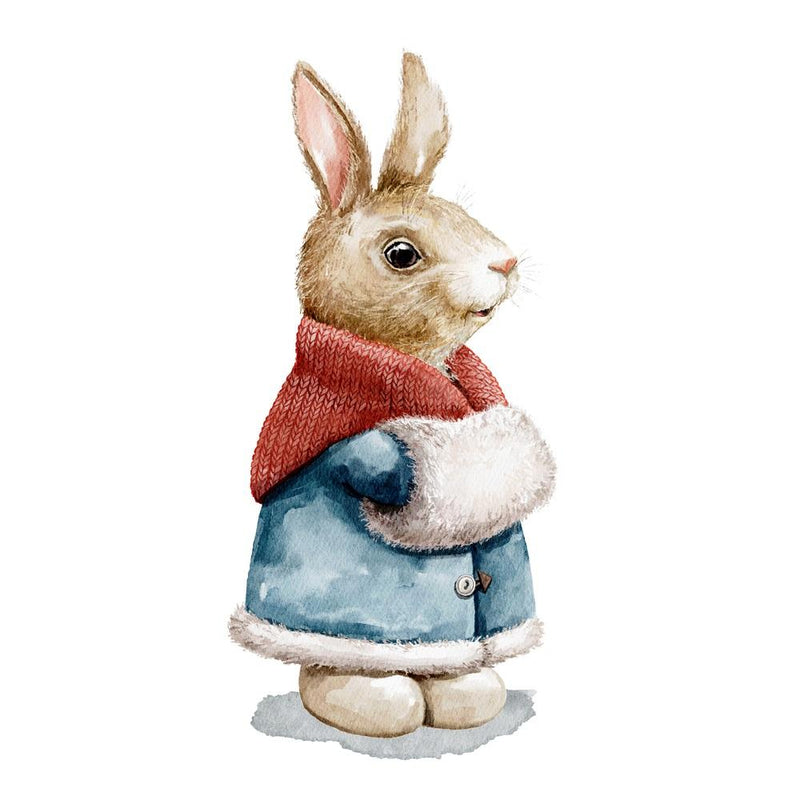 Singing Bunny in Fur Coat Fabric Panel - ineedfabric.com