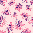 Sketched Meadow Daisies Fabric - Pink - ineedfabric.com