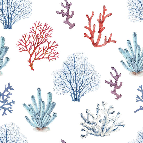 Sketched Watercolor Coral Fabric - ineedfabric.com