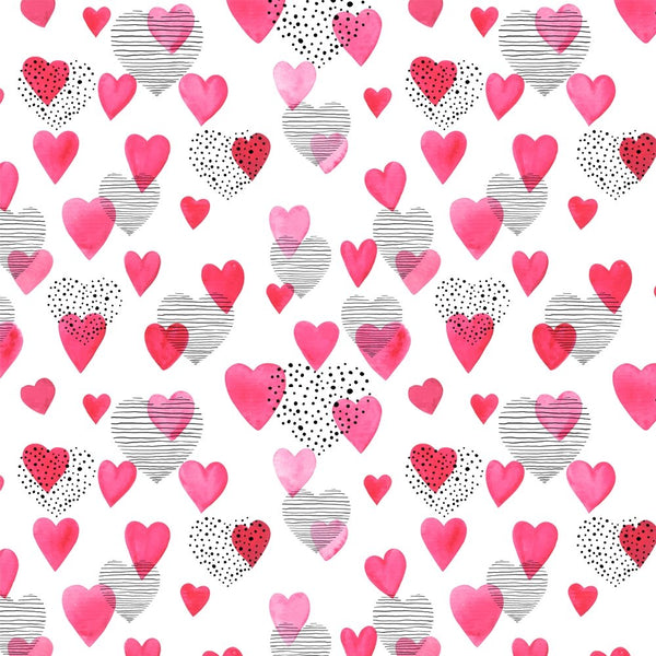 Sketched Watercolor Hearts Fabric - ineedfabric.com