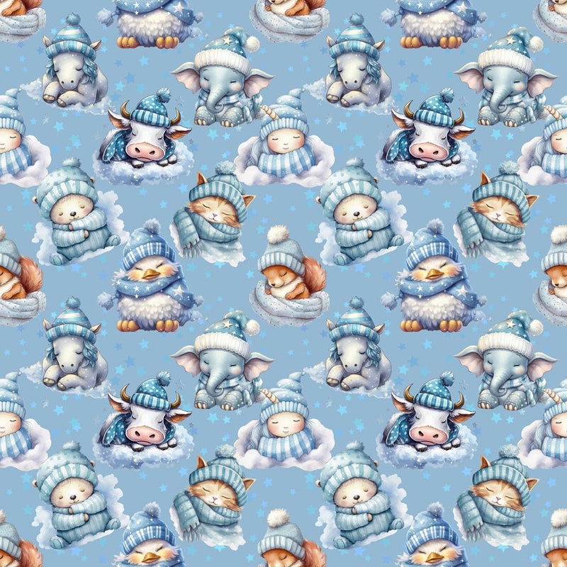 Sleeping Baby Animals Fabric - ineedfabric.com