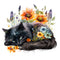 Sleepy Black Cat Fabric Panel - ineedfabric.com