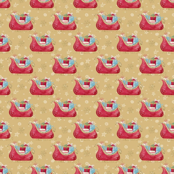 Sleigh of Presents Fabric - Gold - ineedfabric.com