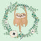 Sloth Friends On A Eucalyptus Wreath Fabric Panel - Green - ineedfabric.com
