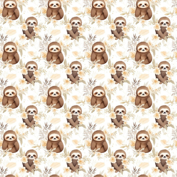 Sloths & Floral Fabric - ineedfabric.com