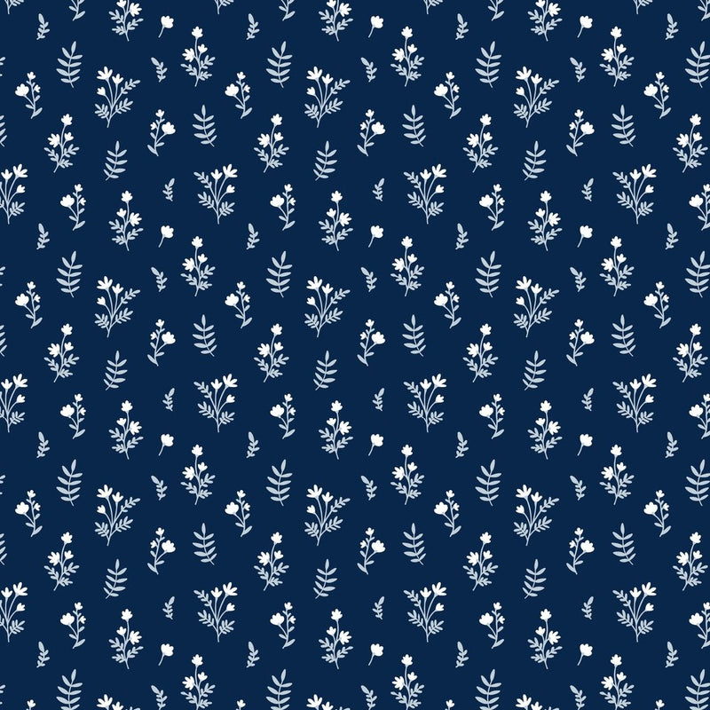Small Flowers Of The Meadow Fabric - Navy - ineedfabric.com