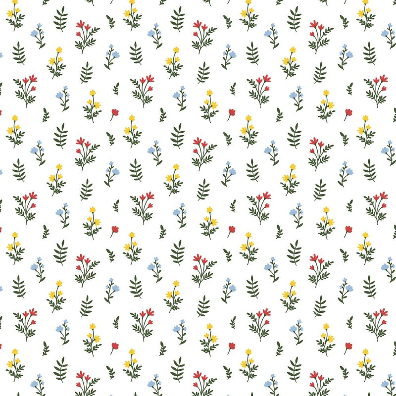 Small Flowers Of The Meadow Fabric - White - ineedfabric.com