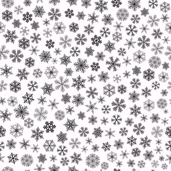 Small Snowflakes Fabric - Black/White - ineedfabric.com