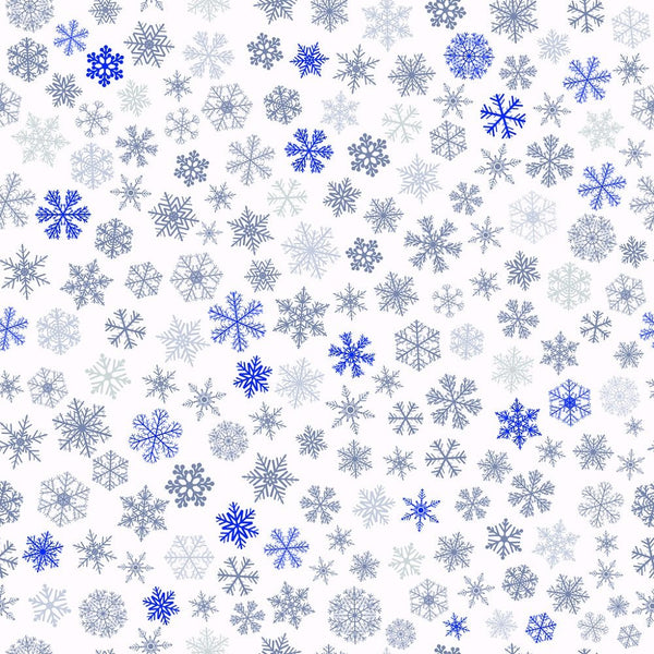 Small Snowflakes Fabric - Blue/Gray - ineedfabric.com