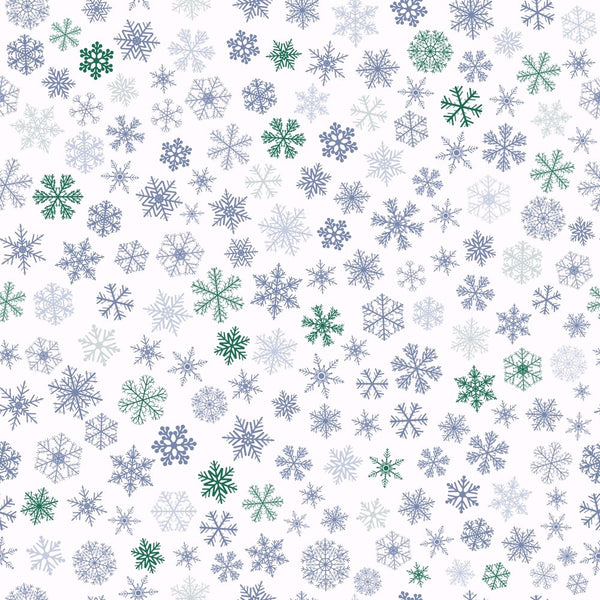 Small Snowflakes Fabric - Green/Gray - ineedfabric.com