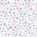Small Snowflakes Fabric - Pink/Gray - ineedfabric.com