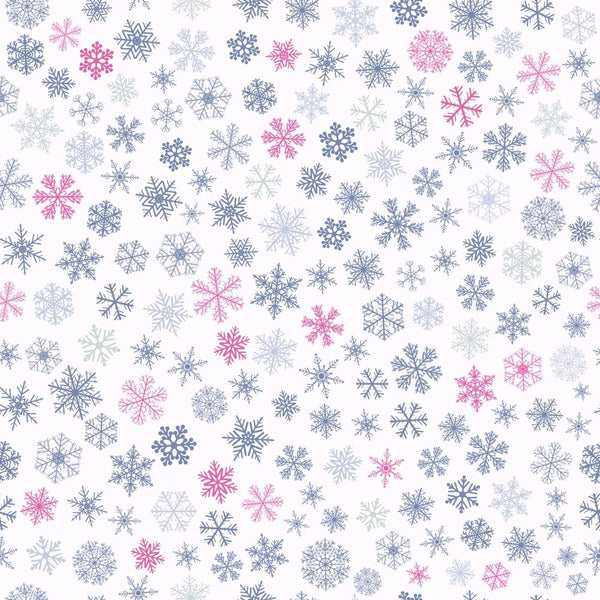 Small Snowflakes Fabric - Pink/Gray - ineedfabric.com