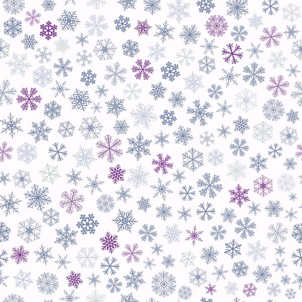 Small Snowflakes Fabric - Purple/Gray - ineedfabric.com