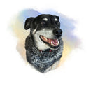 Smiling Blue-Heeler Portrait Fabric Panel - ineedfabric.com