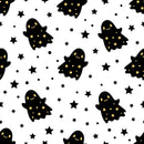 Smiling Ghosts & Stars Fabric - ineedfabric.com