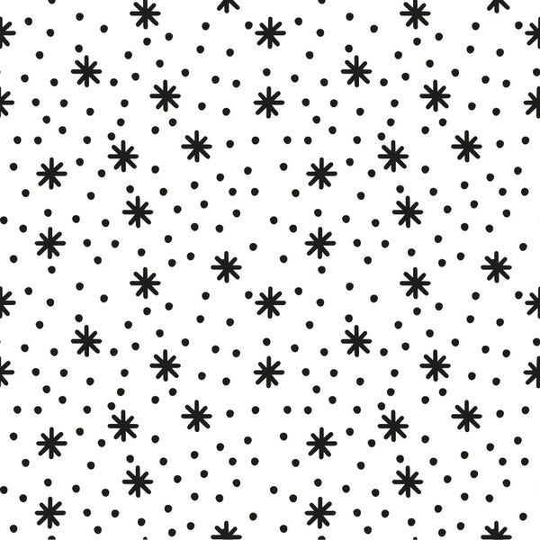 Snowfall Pattern 1 Fabric - Black & White - ineedfabric.com