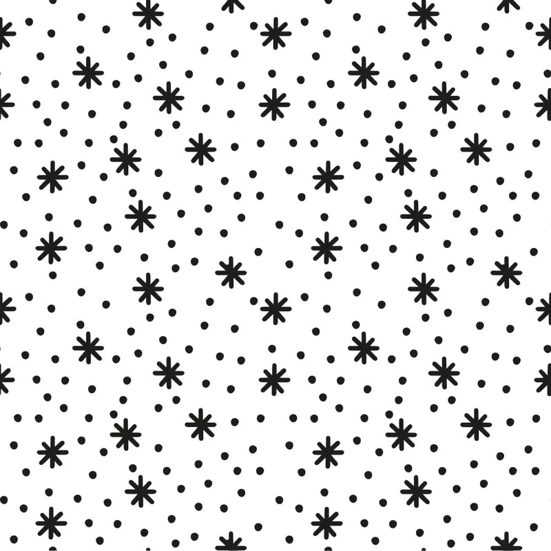 Snowfall Pattern 1 Fabric - Black & White - ineedfabric.com